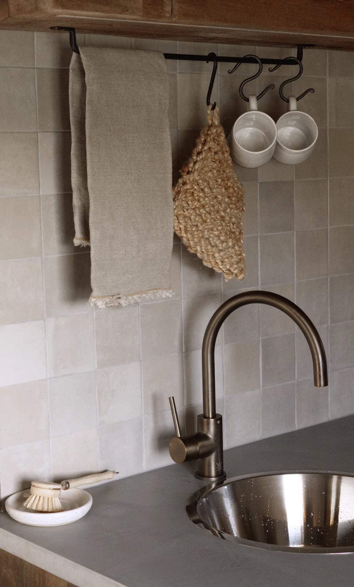 Kitchenette with brass sink
